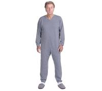 Ferruci Comfort Schlafanzug für Sanitär, bequem, mit 3 Reißverschlüssen, Rücken, Innenbein für den Winter, schwerer Stoff, Azurblau/Blau, XL