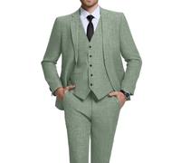 Fesenbo Herrenanzüge, leicht, 3-teilig, schmale Passform, 2 Knöpfe, Blazer, Weste, Hose, Anzug-Set, leger, Herren, Hochzeit, Abschlussball, Smoking, Hellgrün, 3XL