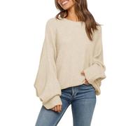 Fessceruna Damen Pullover Oversize Fledermausärmel Strickpullover | Winter,Rundhals,Pulli Geripptes,Sweatshirt,Einfarbig,Obertiele,longpullover,Sweater