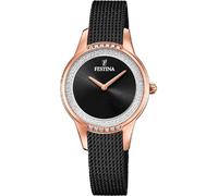 Festina Damen Uhr Analog Edelstahl 316L Schwarz - Quarzwerk - Mineralglas hochresistent - 5 ATM wasserdicht F20496/2 - Mademoiselle