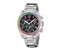 Festina Damen Uhr F20606/3 Boyfriend, Rainbow, schwarz, Edelstahl