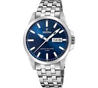 Festina Herren Uhr Analog aus Edelstahl 316L Silber - Quarzwerk - Kalender - Mineralglas mit hoher Widerstandsfähigkeit - Wasserdicht bis 10 ATM F20357/3