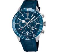 Festina Herren Uhr Analog mit Blauem Kautschukarmband - Quarzwerk - Chronograph - Kalender - Saphirglas mit hoher Widerstandsfähigkeit - Wasserdicht bis 10 ATM F20515/1 Ceramic