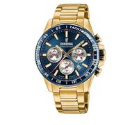 Festina Herren Armbanduhr F20634/2 Timeless Chronograph Edelstahl gold IP