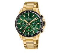 Festina Herren Uhr Analog aus Edelstahl 316L Goldfarben - Quarzwerk - Chronograph - Kalender - Widerstandsfähiges Mineralglas - Wasserdicht bis 10 ATM F20634/4 Timeless Chronograph