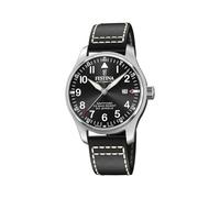Festina Automatik Herren Armbanduhr aus Edelstahl und Leder in der Farbe Silber-Schwarz 43mm, Wasserdichtigkeit: 10Bar, F20151/4