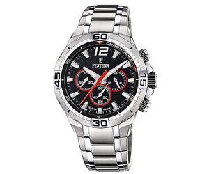 Festina Chrono Bike Herren Armbanduhr Edelstahl Silber/Schwarz 44,5 mm