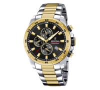 Festina chrono sport quarz goldfarbenem herren uhr mit schwarzem zifferblatt und edelstahl armband one_size Gold