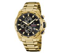 Festina chrono sport quarz goldfarbenem herren uhr mit schwarzem zifferblatt und edelstahl armband one_size Gold