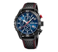 Festina chrono sport quarz schwarzem herren uhr mit blauemzifferblatt und leder armband one_size Schwarz