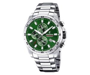 Festina chrono sport quarz silberfarbenem herren uhr mit grünem zifferblatt und edelstahl armband one_size Silber