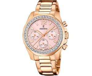Festina Damen Armbanduhr Boyfriend Rainbow F20639/6 Chronograph Edelstahl roségold IP
