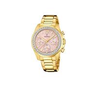 Festina Damen Uhr Analog Edelstahl 316L Gold - Quarz Chronograph - Mineralglas hochresistent - 10 ATM wasserdicht F20609/4 - Boyfriend Collection