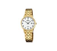 Festina Damen Uhr Analog Edelstahl 316L Gold - Quarzwerk - Mineralglas hochresistent - 5 ATM wasserdicht - Kalender F20514/1