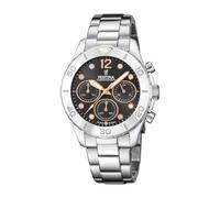 Festina Damen Uhr Analog Edelstahl 316L Silber - Quarz Chronograph - Mineralglas hochresistent - 10 ATM wasserdicht F20603/6 - Boyfriend Collection