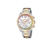 Festina Damen Uhr Analog Edelstahl 316L Silber - Quarz Chronograph - Mineralglas hochresistent - 10 ATM wasserdicht F20608/2 - Boyfriend Collection