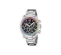 Festina Damen Uhr F20606/3 Boyfriend, Rainbow, schwarz, Edelstahl