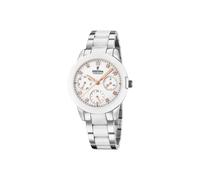 Festina Damen Uhr Analog Edelstahl 316L Weiß - Quarzwerk Multifunktion - Saphirglas hochresistent - 5 ATM wasserdicht - Kalender F20497/1 - Ceramic