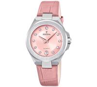 Festina Mademoiselle F20701/2 Damenuhr, Gehäuse aus Edelstahl 316L, silberfarben, Lederarmband, Rosa, Rosa