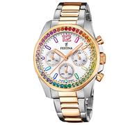 Festina Damen Uhr Analog Edelstahl 316L Silber - Quarz Chronograph - Mineralglas hochresistent - 10 ATM wasserdicht F20608/2 - Boyfriend Collection