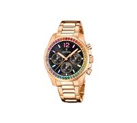Festina Damen Uhr F20639/3 Boyfriend Rainbow, schwarz, rosé vergoldet
