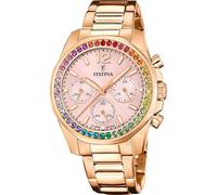 Festina Damenuhr Analog aus Edelstahl 316l Rosa | Quarzwerk Chronograph, Widerstandsfähiges Mineralglas, Wasserdicht 10 ATM, Special Prices F20639/4