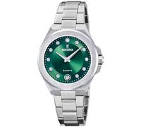 Festina Damenuhr F20700/4 – Edelstahl 316L, Quarzwerk, Mineralglas, 5 ATM, Datum – Stahl/Grün