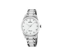 Festina Damenuhr Analog aus Edelstahl 316l Weiß | Quarzwerk, Widerstandsfähiges Mineralglas, Wasserdicht 5 ATM F20499/1, Ceramic