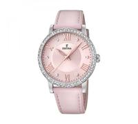 Festina Damenuhr Analog aus Edelstahl und Leder Rosa F20412/2 | Quarzwerk Multifunktion, Widerstandsfähiges Mineralglas, Wasserdicht 5 ATM