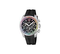 Festina Damenuhr Boyfriend Rainbow F20610/3 – Quarz, Schwarz, Kautschukarmband