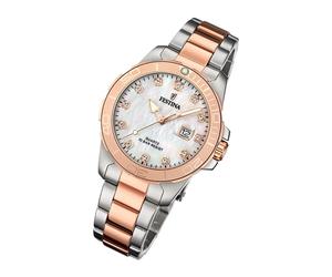 Festina Edelstahl Damen Uhr F20505/1 Armbanduhr silber rosa Boyfriend UF20505/1