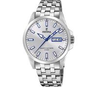 Festina Herren Uhr Analog aus Edelstahl 316L Silber - Quarzwerk - Kalender - Mineralglas mit hoher Widerstandsfähigkeit - Wasserdicht bis 10 ATM F20357/1