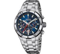 Festina Herren Uhr Analog aus Edelstahl 316L Silber - Quarzwerk - Chronograph - Kalender - Mineralglas mit hoher Widerstandsfähigkeit - Wasserdicht bis 10 ATM F20670/1 Chrono Bike
