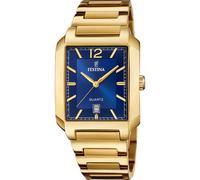 Festina Herren Uhr Analog aus Edelstahl 316L Goldfarben - Quarzwerk - Kalender - Mineralglas mit hoher Widerstandsfähigkeit - Wasserdicht bis 5 ATM F20678/3 On The Square