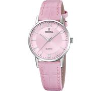 Festina Damenuhr F20691/3 Classics Gehäuse aus Edelstahl 316L, silberfarben, Lederarmband, Rosa, Rosa, Band