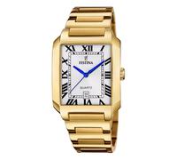Festina Herren Armbanduhr F20678-1 Edelstahl goldfarben, Rechteckig, römische Z
