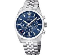 Festina Herren Uhr Analog aus Edelstahl 316L Silber - Quarzwerk - Chronograph - Kalender - Widerstandsfähiges Mineralglas - Wasserdicht bis 10 ATM F20742/1 Timeless Chronograph