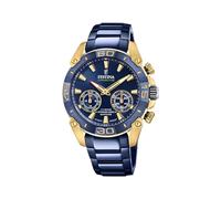 Festina Herrenarmbanduhr F20547/1 Connected Chrono Bike Hybrid Set, Edelstahl, blau, vergoldet