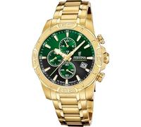 Festina Herren Uhr Analog aus Edelstahl 316L Goldfarben - Quarzwerk - Chronograph - Kalender - Widerstandsfähiges Mineralglas - Wasserdicht bis 10 ATM F20705/6 Timeless Chronograph