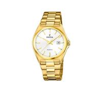 Festina Herren Uhr Analog aus Edelstahl 316L Goldfarben - Quarzwerk - Kalender - Mineralglas mit hoher Widerstandsfähigkeit - Wasserdicht bis 5 ATM F20555/2