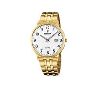 Festina Herren Uhr Analog aus Edelstahl 316L Goldfarben - Quarzwerk - Kalender - Mineralglas mit hoher Widerstandsfähigkeit - Wasserdicht bis 5 ATM F20513/1
