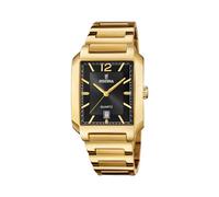 Festina Herren Uhr Analog aus Edelstahl 316L Goldfarben - Quarzwerk - Kalender - Mineralglas mit hoher Widerstandsfähigkeit - Wasserdicht bis 5 ATM F20678/4 On the Square