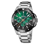 Festina Herren Uhr Analog aus Edelstahl 316L Silber - Quarzwerk - Chronograph - Kalender - Mineralglas mit hoher Widerstandsfähigkeit - Wasserdicht bis 10 ATM F20641/B Chrono Bike
