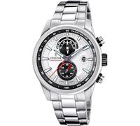 Festina Herrenuhr Chronograph Timeless F20694/1 Quarz, Edelstahlarmband, silber/schwarz