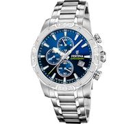 Festina Herren Uhr Analog aus Edelstahl 316L Silber - Quarzwerk - Chronograph - Kalender - Widerstandsfähiges Mineralglas - Wasserdicht bis 10 ATM F20704/5 Timeless Chronograph