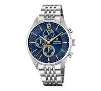 Festina Herren Uhr Analog aus Edelstahl 316L Silber - Quarzwerk - Chronograph - Mineralglas mit hoher Widerstandsfähigkeit - Wasserdicht bis 5 ATM F20285/3 Timeless Chronograph