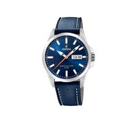 Festina Herren Uhr F20358/3 – Analog, blaues Lederarmband, Quarz, Kalender, Mineralglas, 10 ATM