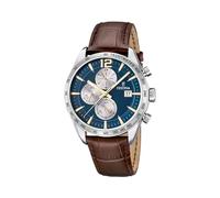 Festina Herren Uhr Analog mit Braunem Lederarmband - Quarzwerk - Chronograph - Kalender - Mineralglas mit hoher Widerstandsfähigkeit - Wasserdicht bis 5 ATM - Elegant F16760/7 Timeless Chronograph