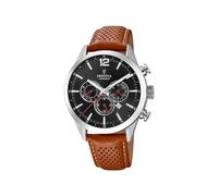 Festina Herren Uhr Analog mit Braunem Lederarmband - Quarzwerk - Chronograph - Kalender - Mineralglas mit hoher Widerstandsfähigkeit - Wasserdicht bis 5 ATM - Elegant F20542/6 Timeless Chronograph