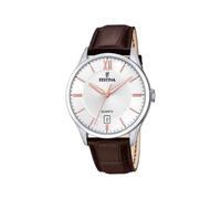 Festina Herren Uhr Analog mit Braunem Lederarmband - Quarzwerk - Kalender - Mineralglas mit hoher Widerstandsfähigkeit - Wasserdicht bis 5 ATM - Elegant F20426/4